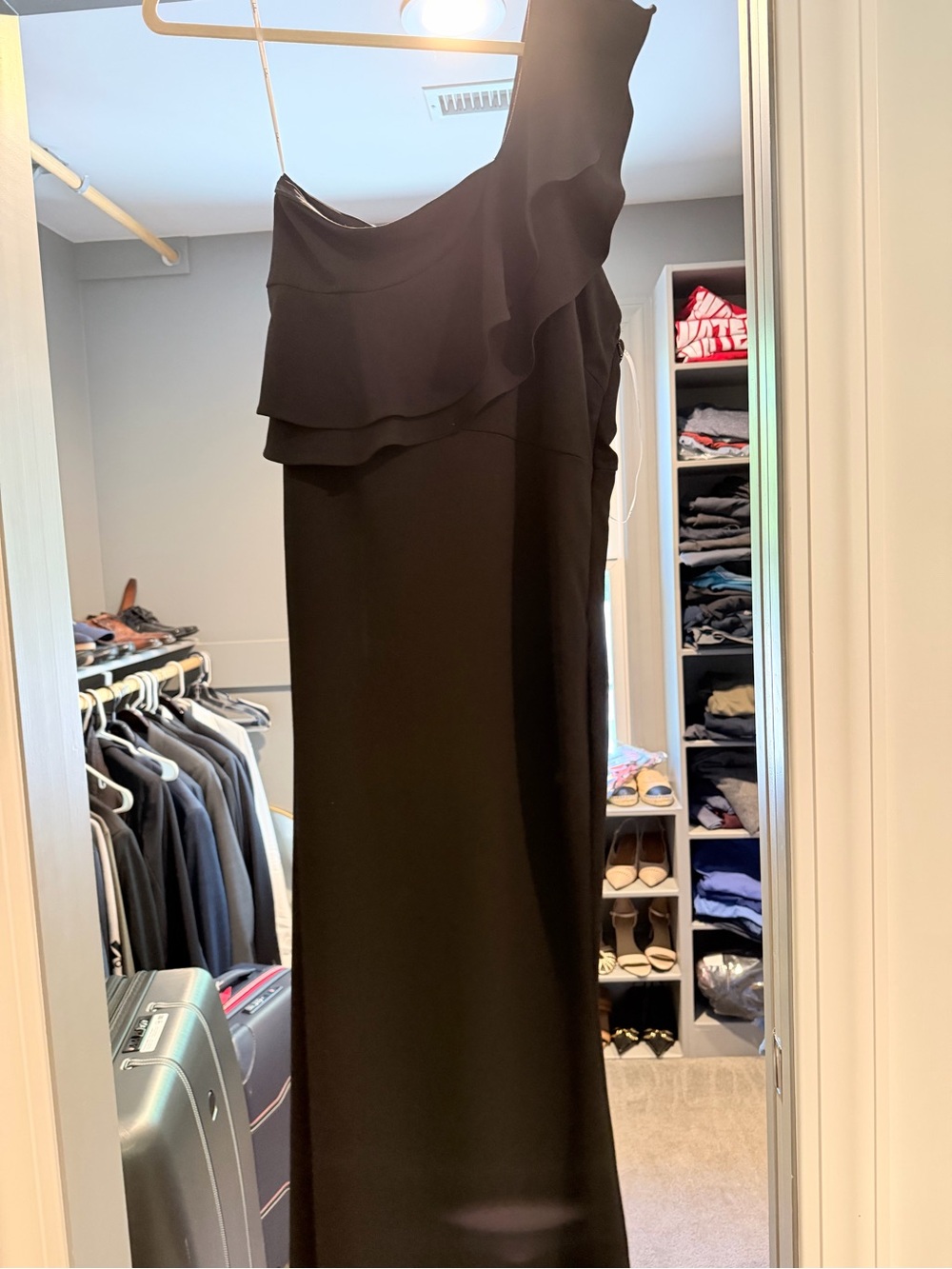 Lulu's One-Shoulder Black Ruffle Gown - Picture 7 of 8